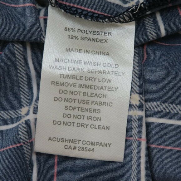 FootJoy Mens Small Harlingen CC Blue Pink Tartan Plaid Polo Shirt Embroidered - Picture 7 of 9